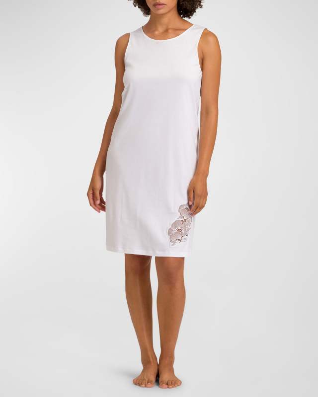 Paola Scoop-Neck Lace Applique Tank Gown